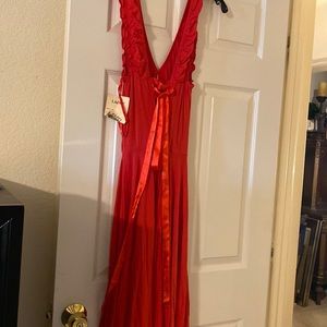 Long red lapis dress sleeveless